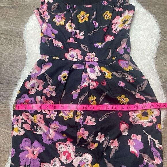 Floral Sleeveless Dress - Black and Pink - Picture 2 of 4